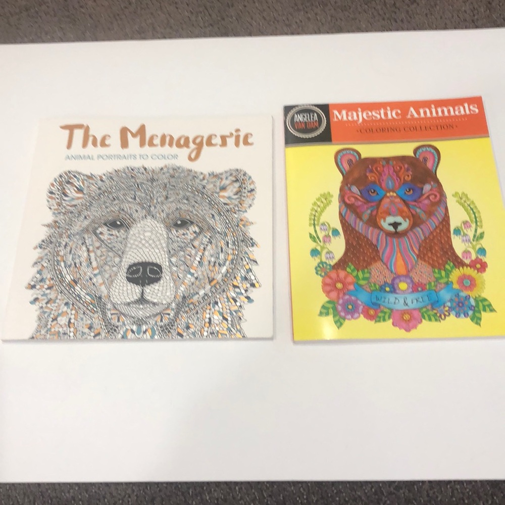 Two Adult Coloring Books Animals